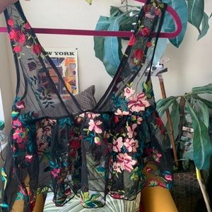 Urban outfitters sheer floral peplum top